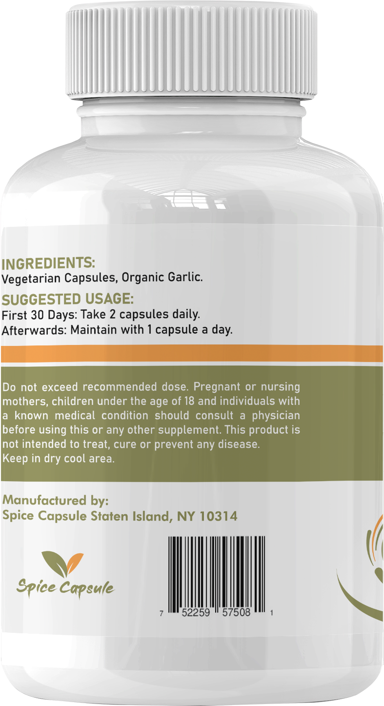 Organic GARLIC Capsules - 120 Capsules